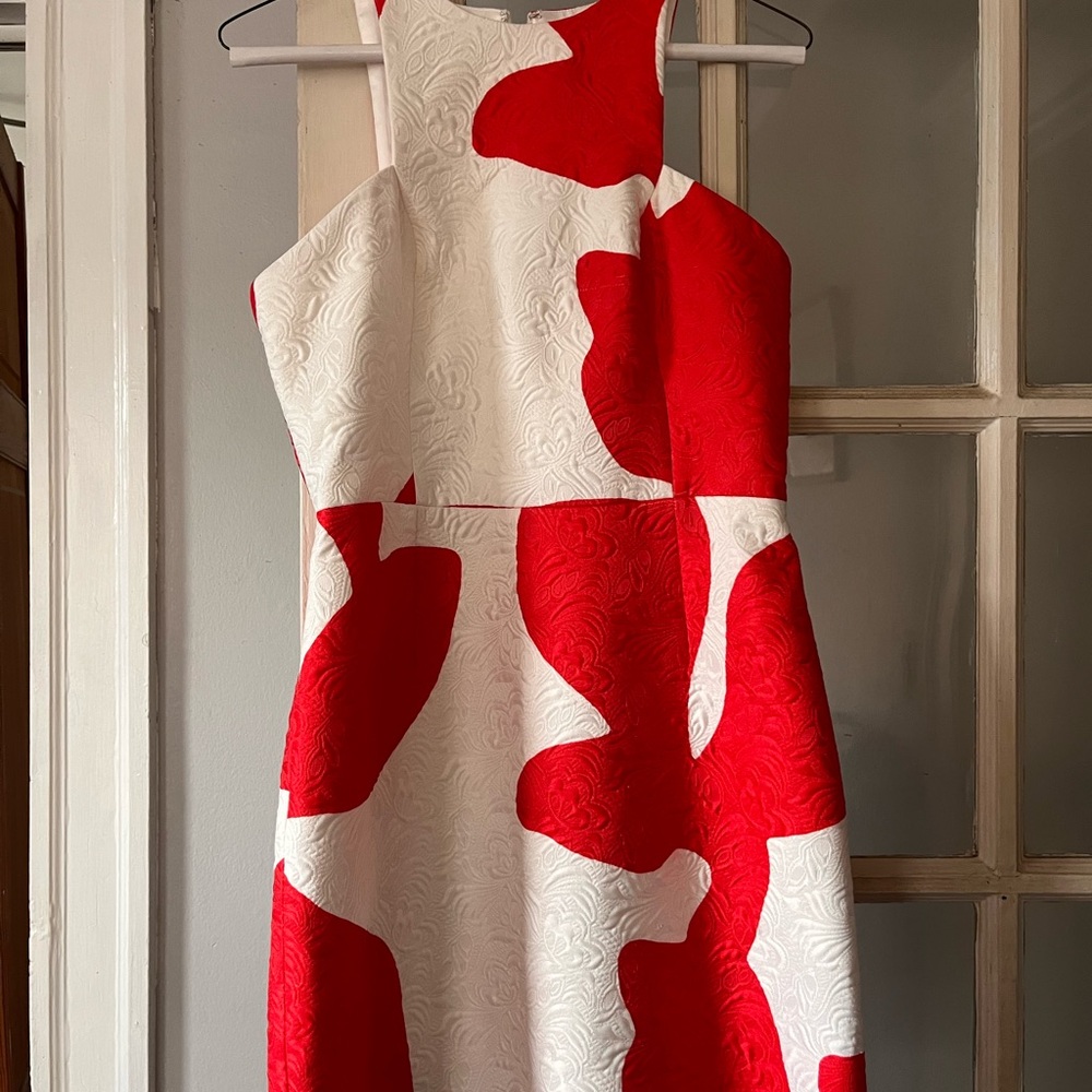 Milly Red and White Textured Dress